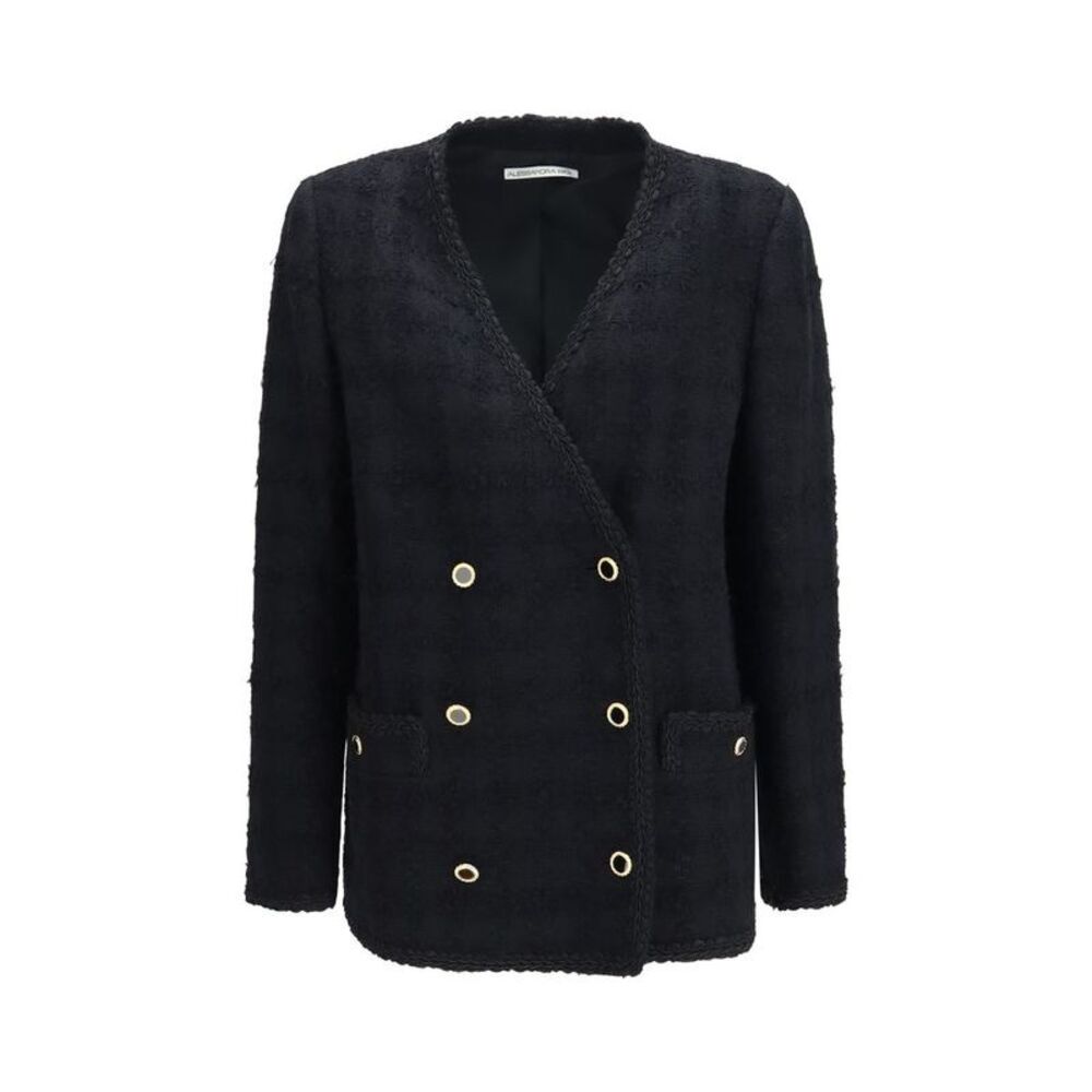 Alessandra Rich Black Cotton Full-Length Women's Jacket